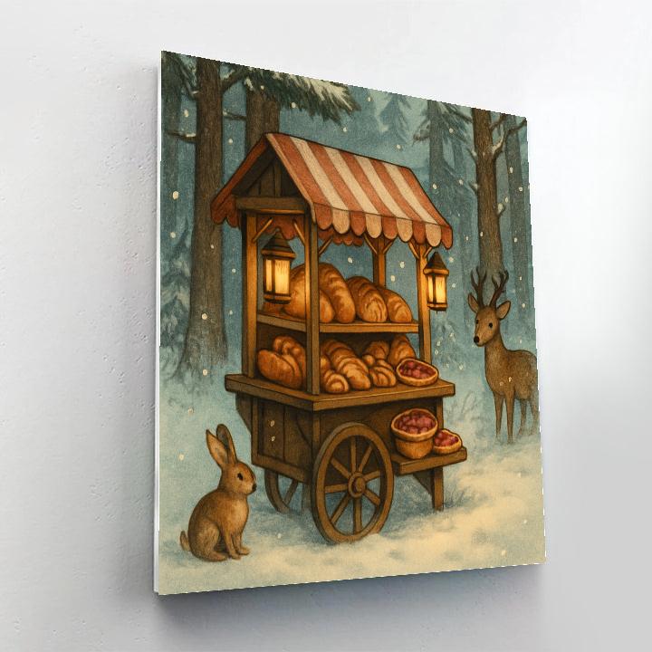Holiday Forest Bakery Cart paint by numbers