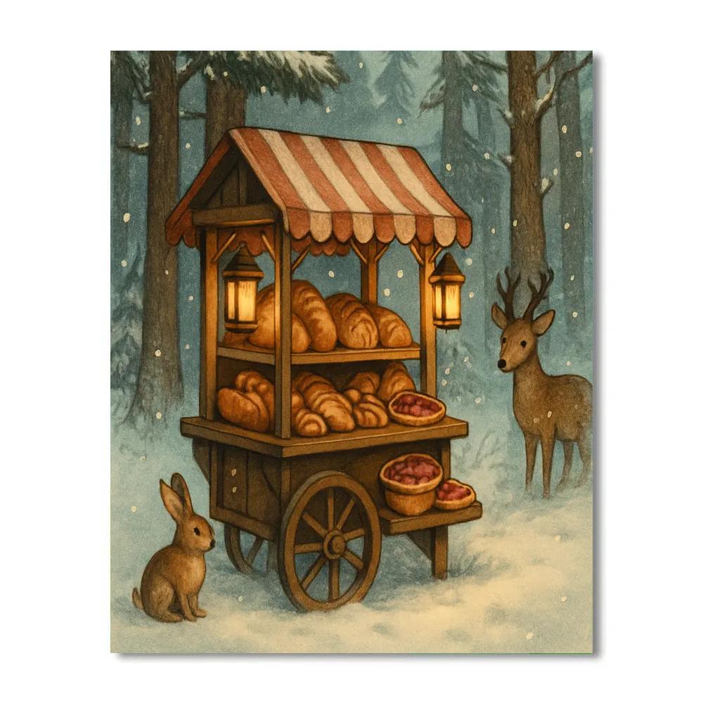 Holiday Forest Bakery Cart paint by numbers