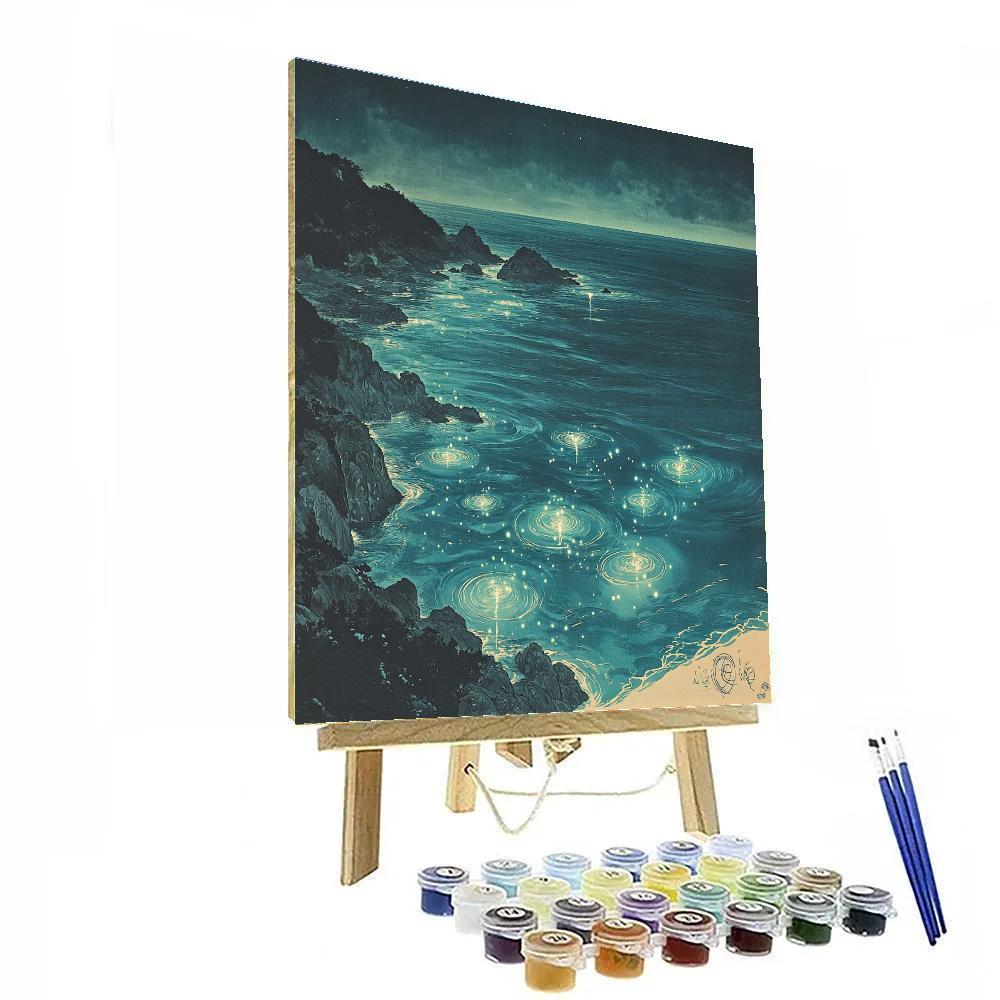 Leonardo Da Vinci Inspired Celestial Tidal Garden Paint by numbers art