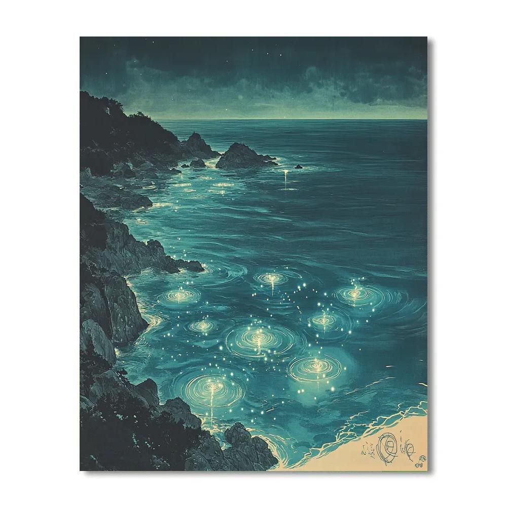 Leonardo Da Vinci Inspired Celestial Tidal Garden Paint by numbers art