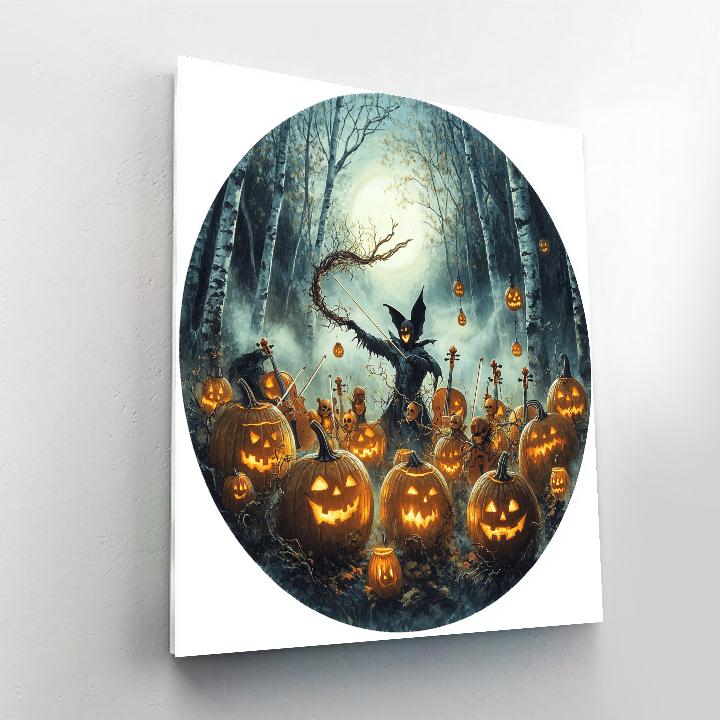 Halloween Masquerade Of The Pumpkin Orchestra painting number kit