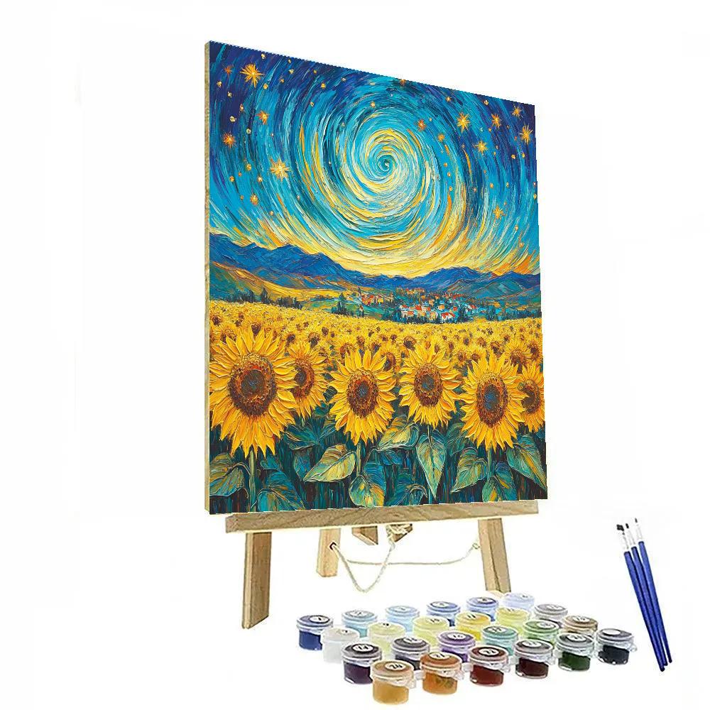Van Gogh Inspired Cosmic Sunflower Field Paint by numbers art
