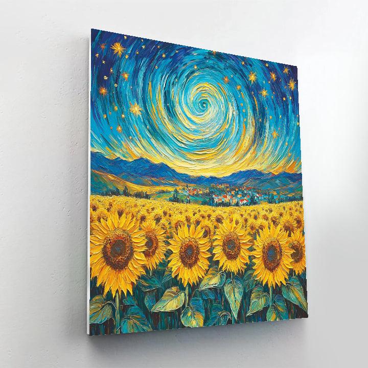 Van Gogh Inspired Cosmic Sunflower Field Paint by numbers art