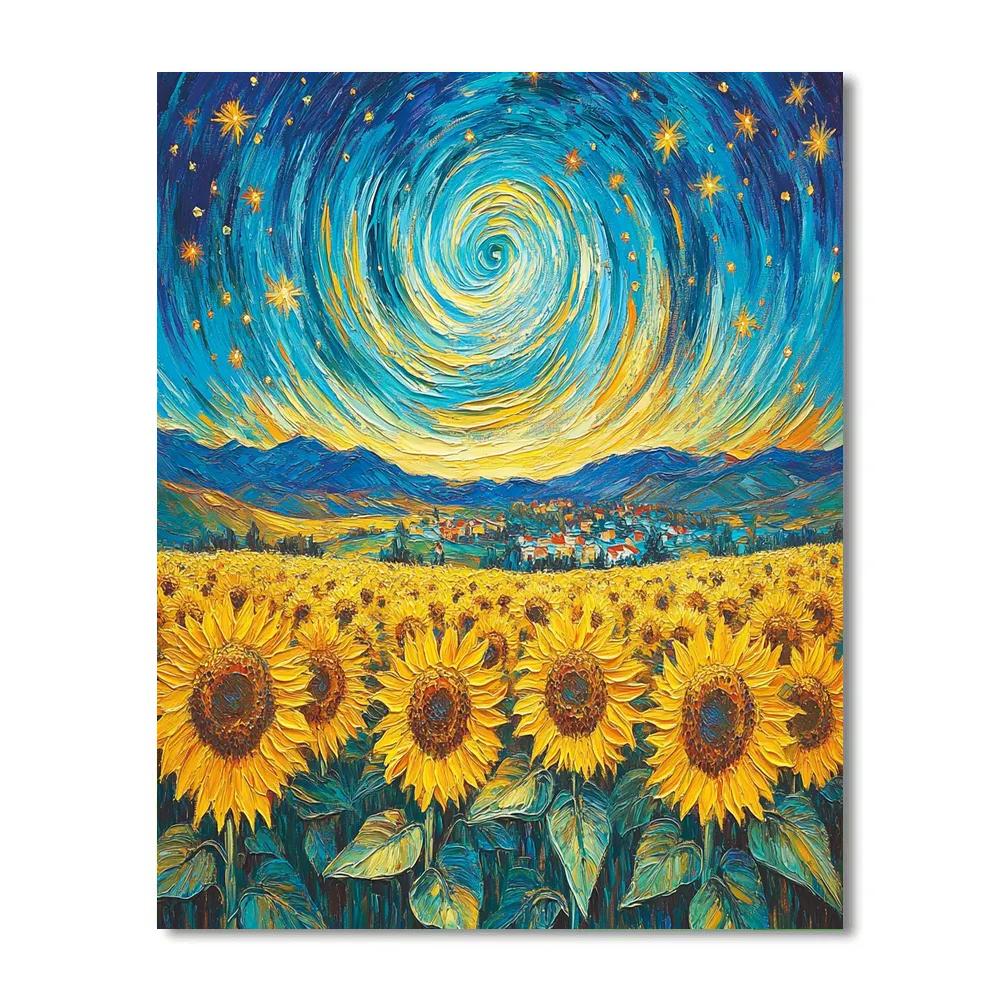Van Gogh Inspired Cosmic Sunflower Field Paint by numbers art