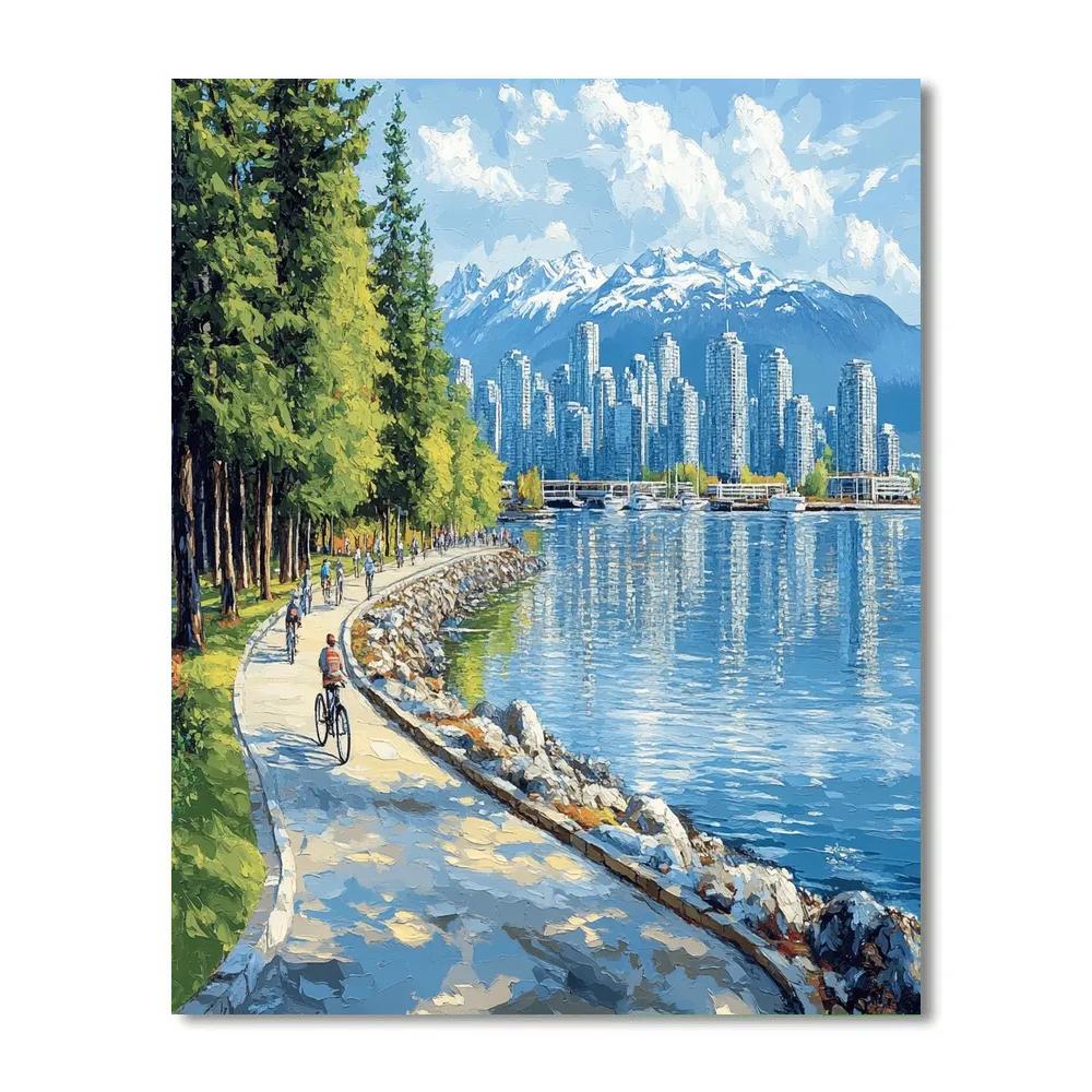 Stanley Park Seawall Skyline View Vancouver Canada DIY paint by numbers