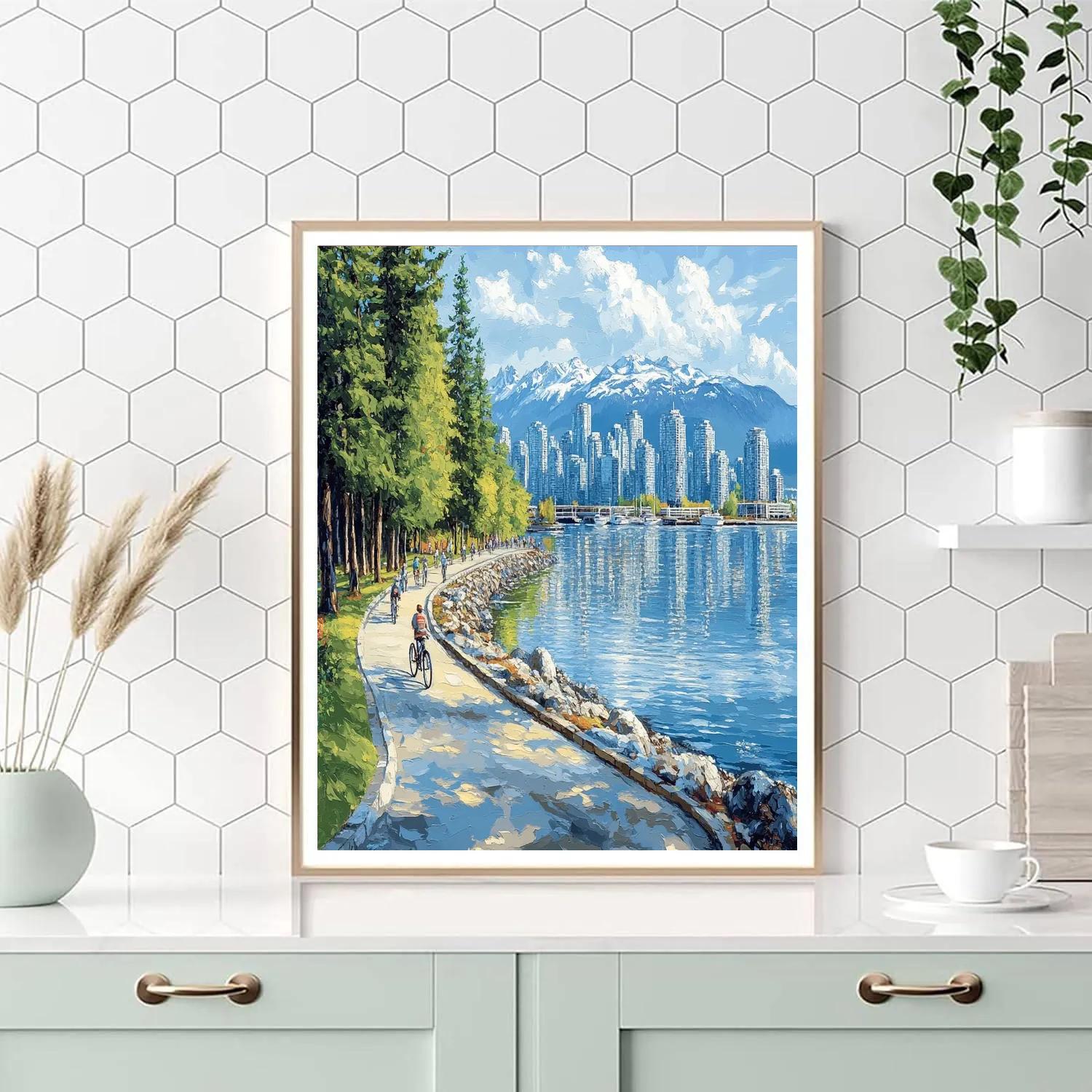 Stanley Park Seawall Skyline View Vancouver Canada DIY paint by numbers
