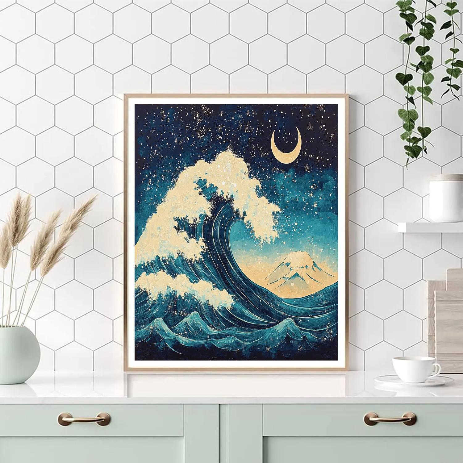 Hokusai Inspired Galactic Wave Numbered painting kits