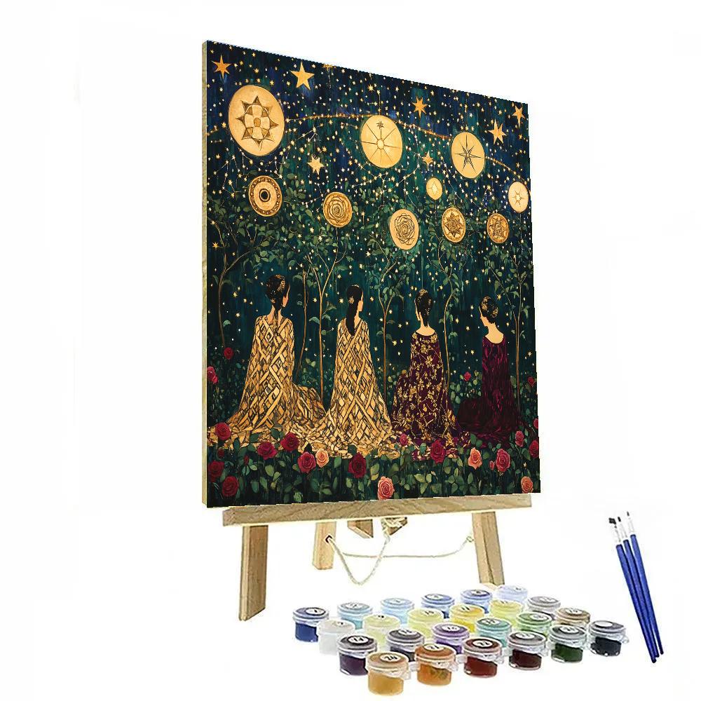 Gustav Klimt Inspired Golden Zodiac Garden paint by color