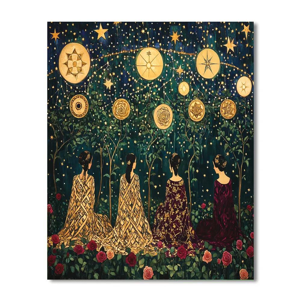Gustav Klimt Inspired Golden Zodiac Garden paint by color