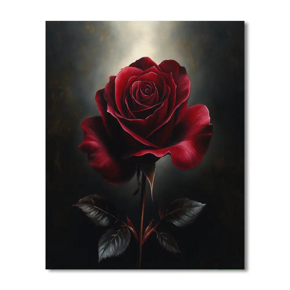 Caravaggio Inspired Nebula Rose Still Life paint by color