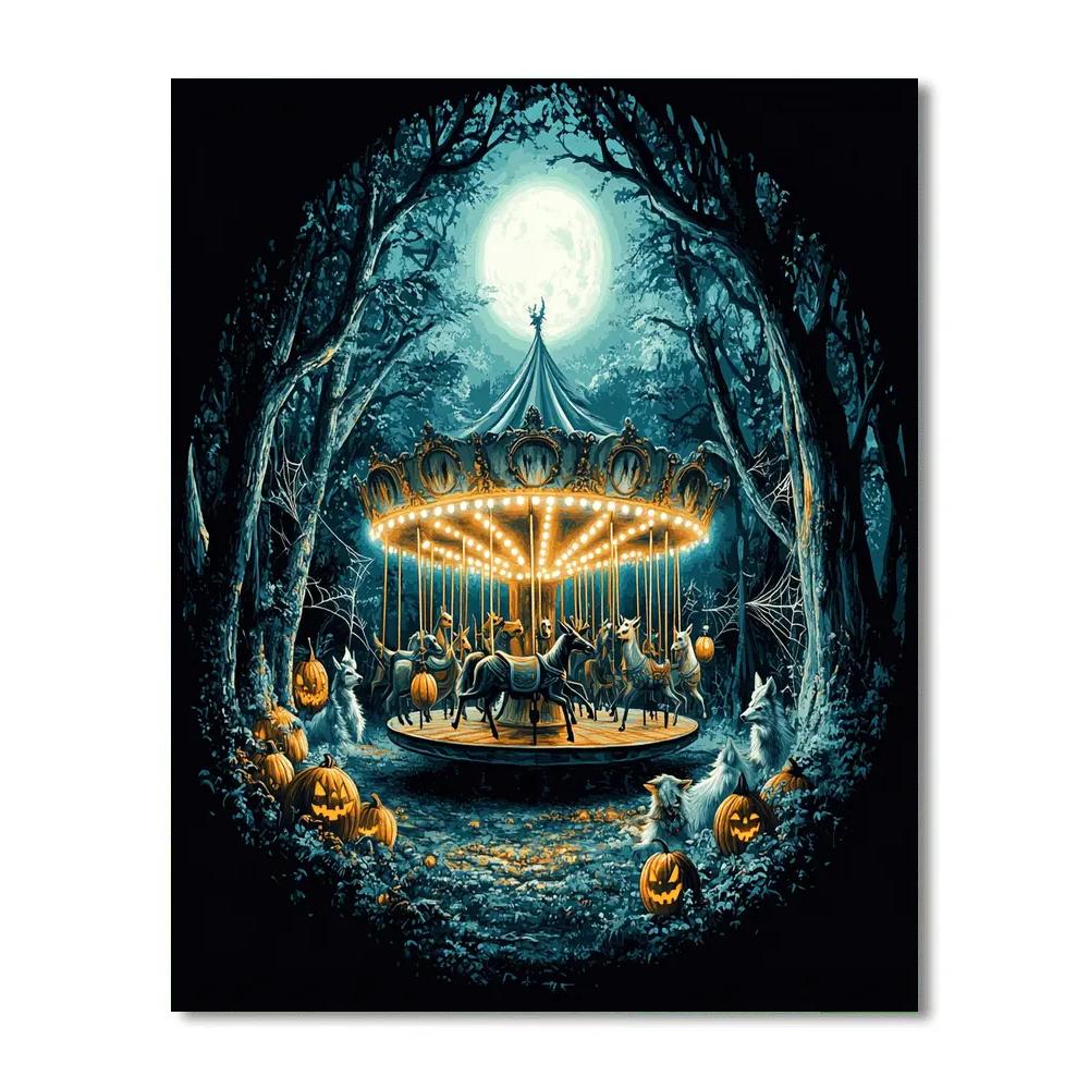 Carousel Of The Haunted Moonlit Forest paint by numbers