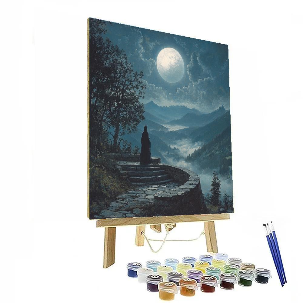 Caspar David Friedrich Inspired Moonlit Observatory paint by numbers