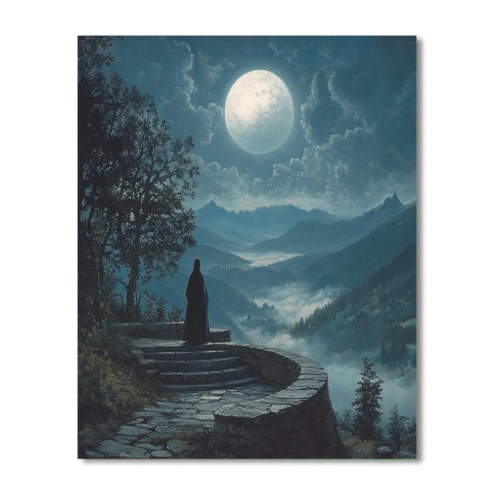 Caspar David Friedrich Inspired Moonlit Observatory paint by numbers