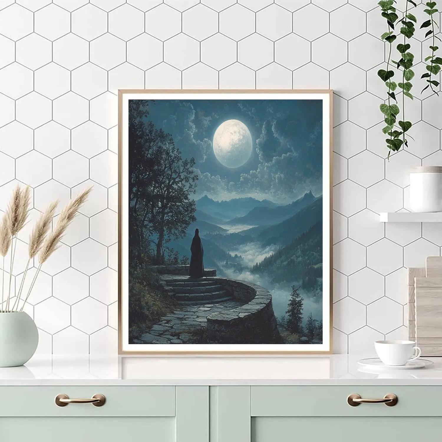 Caspar David Friedrich Inspired Moonlit Observatory paint by numbers