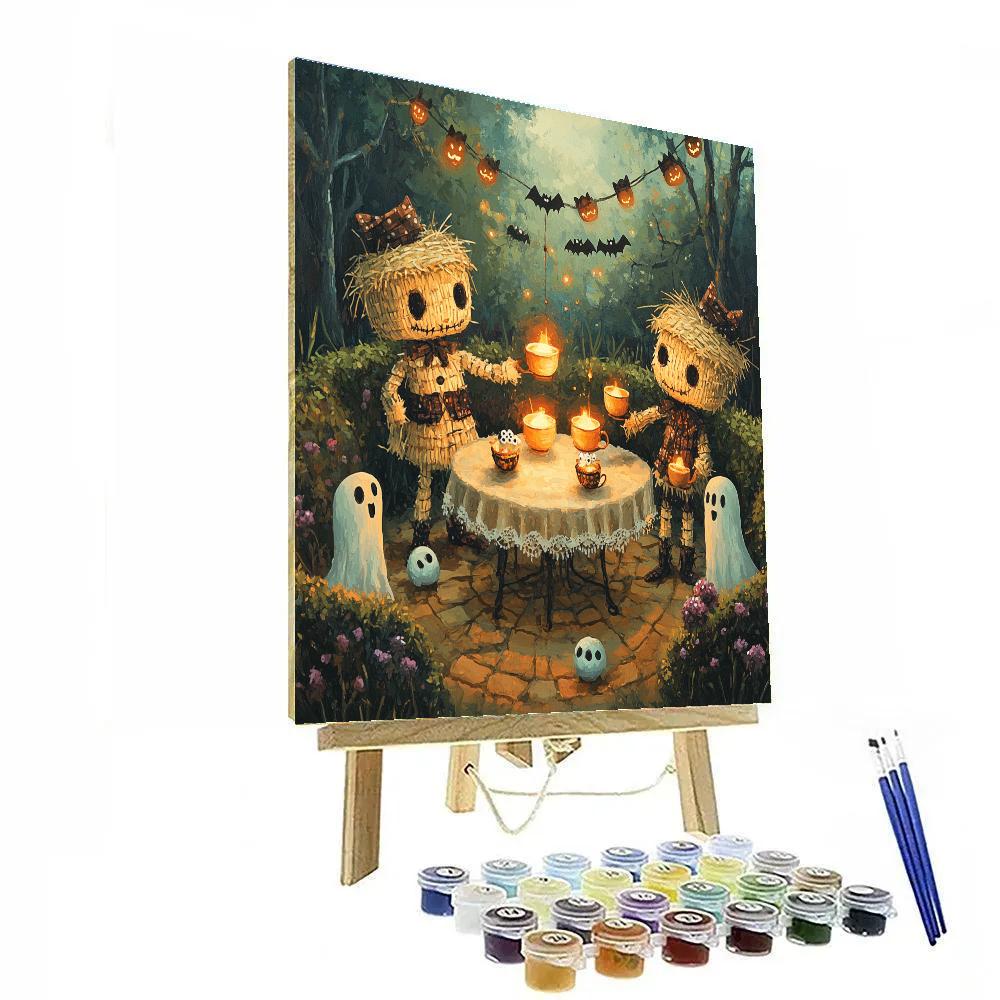 Garden Tea With The Haunted Scarecrow Hosts Paint by numbers art