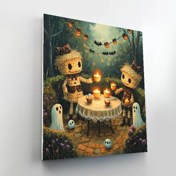 Garden Tea With The Haunted Scarecrow Hosts Paint by numbers art