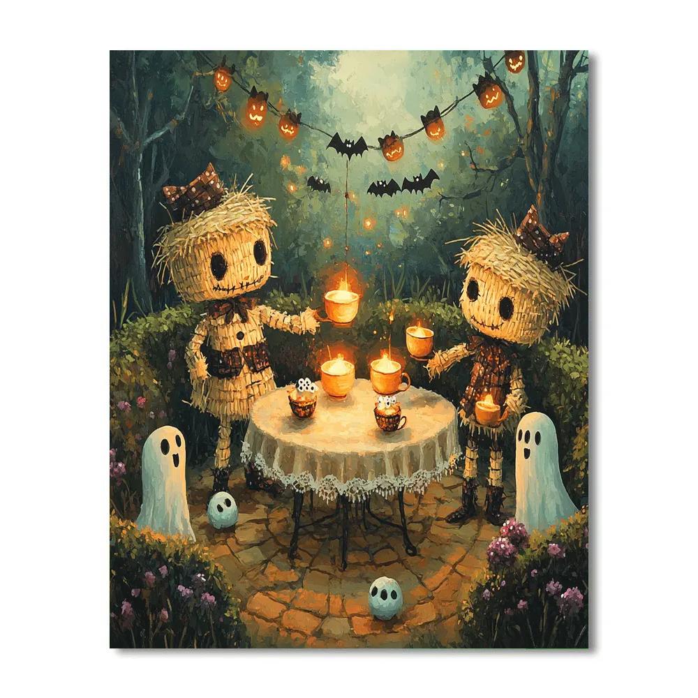Garden Tea With The Haunted Scarecrow Hosts Paint by numbers art