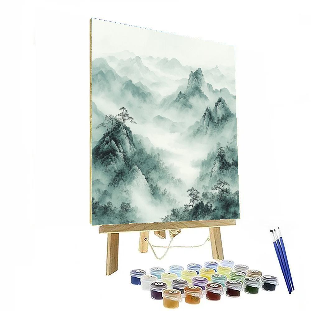 Zhao Mengfu Inspired Whispering Mountain Mists paint by numbers