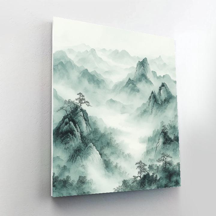 Zhao Mengfu Inspired Whispering Mountain Mists paint by numbers