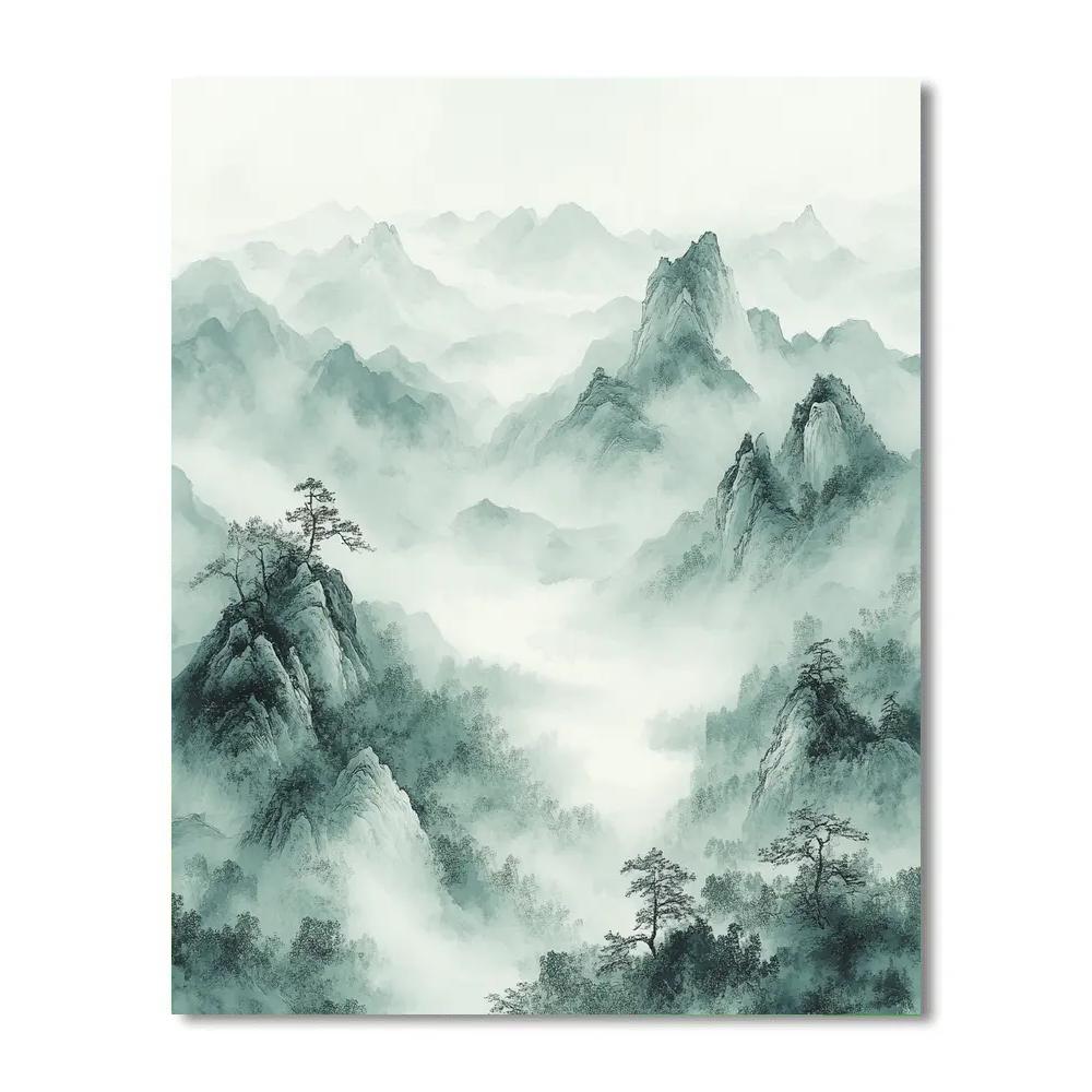 Zhao Mengfu Inspired Whispering Mountain Mists paint by numbers