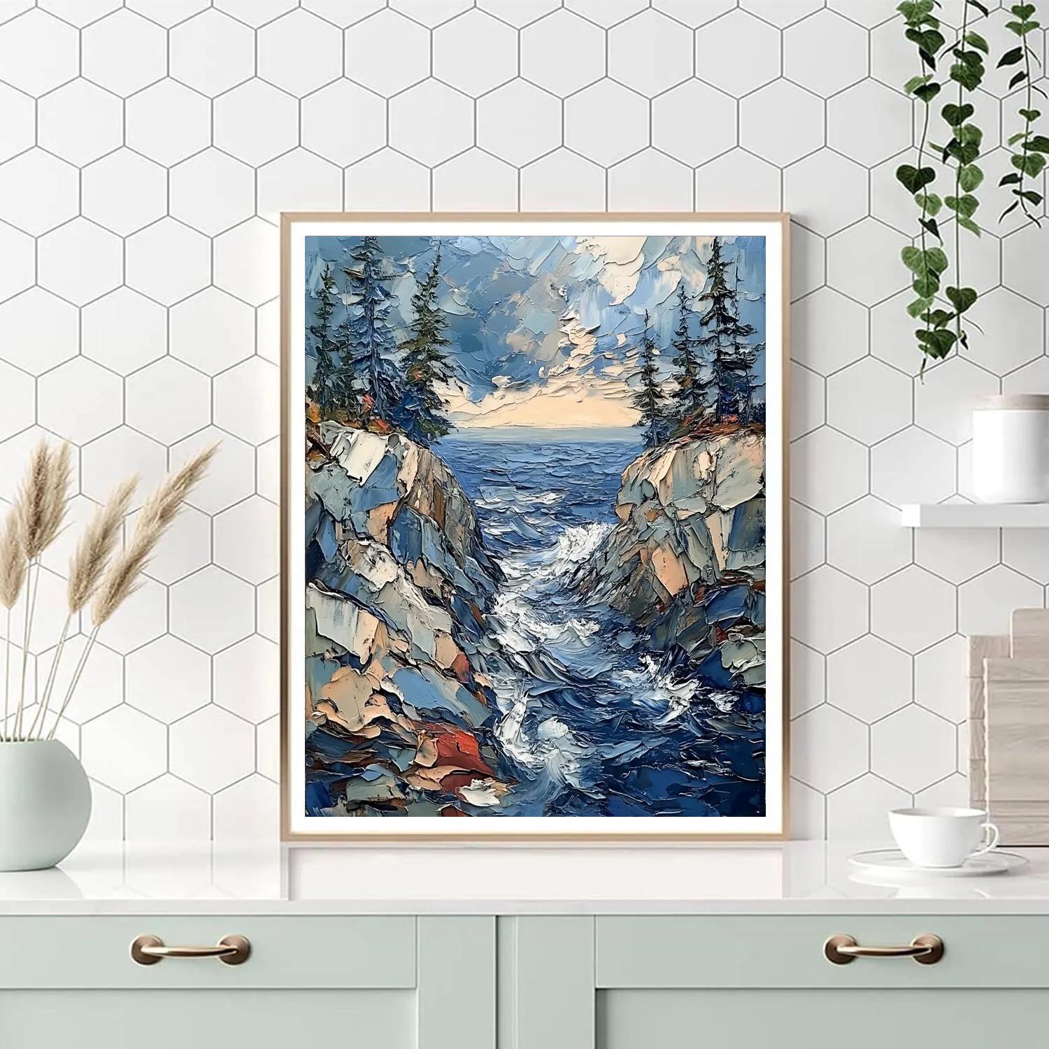 Arthur Lismer Inspired Storm Surge Over Granite Channel Paint by numbers art