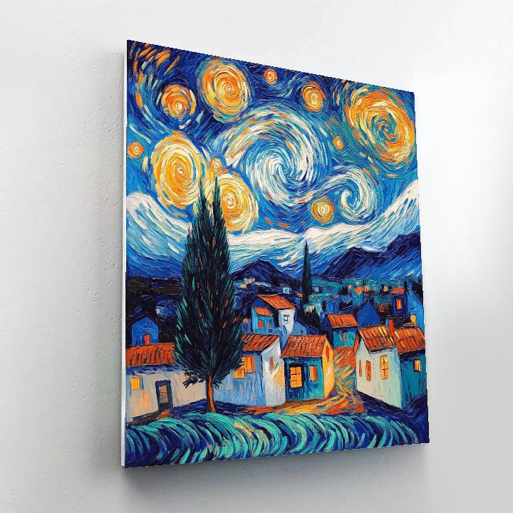 Van Gogh Inspired Meteor Shower Over Village Painting by numbers kit