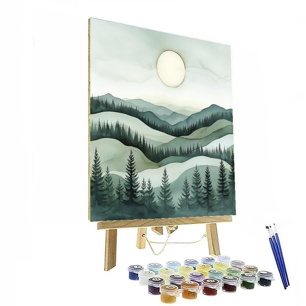 Zhao Mengfu Inspired Moonlit Pine Horizons Paint by numbers kits