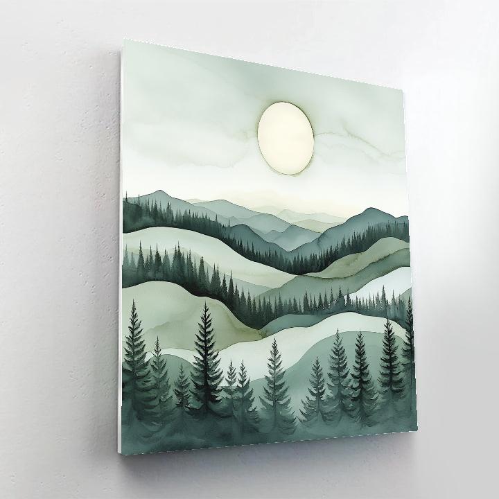 Zhao Mengfu Inspired Moonlit Pine Horizons Paint by numbers kits