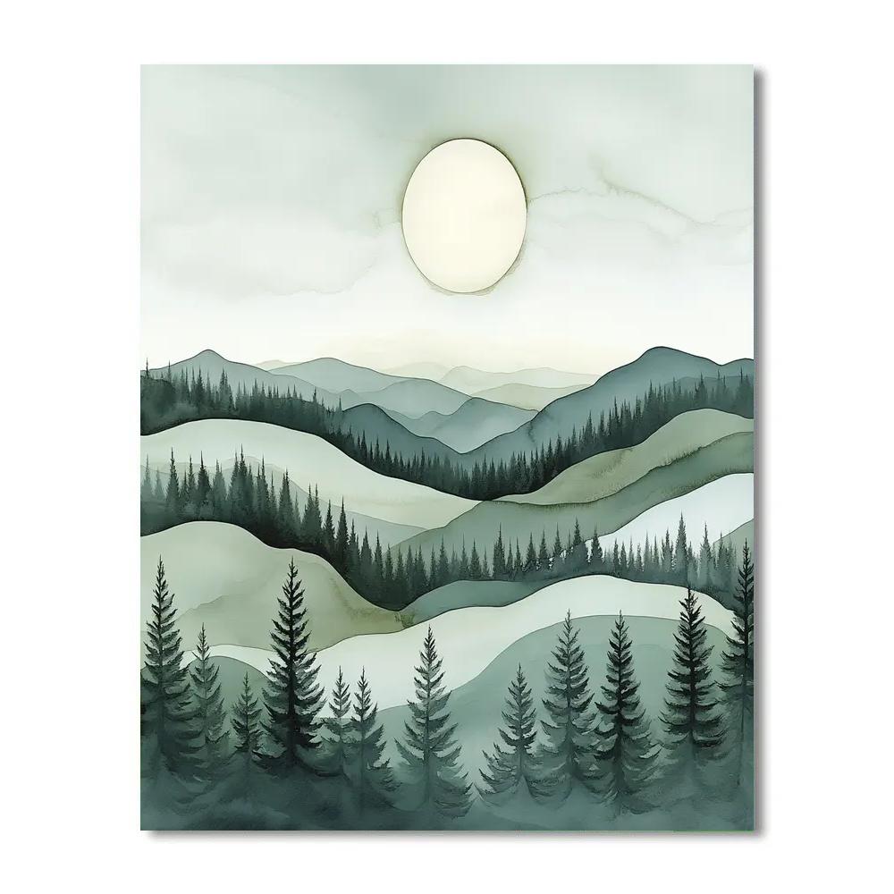 Zhao Mengfu Inspired Moonlit Pine Horizons Paint by numbers kits