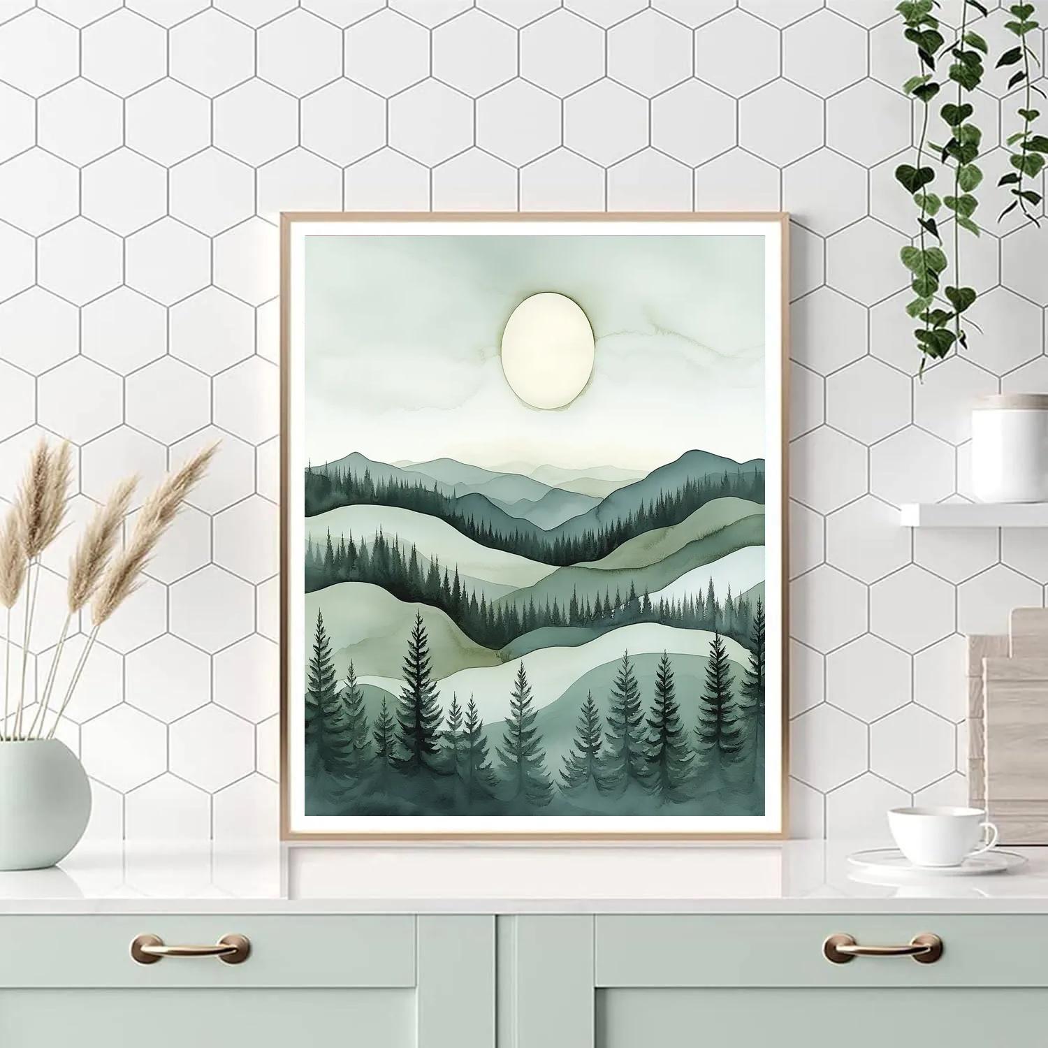Zhao Mengfu Inspired Moonlit Pine Horizons Paint by numbers kits
