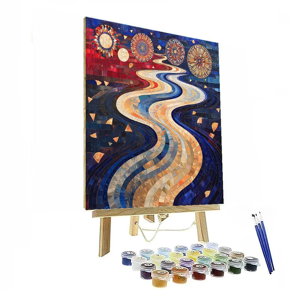 Gustav Klimt Inspired Cosmic River Of Seasons painting number kit