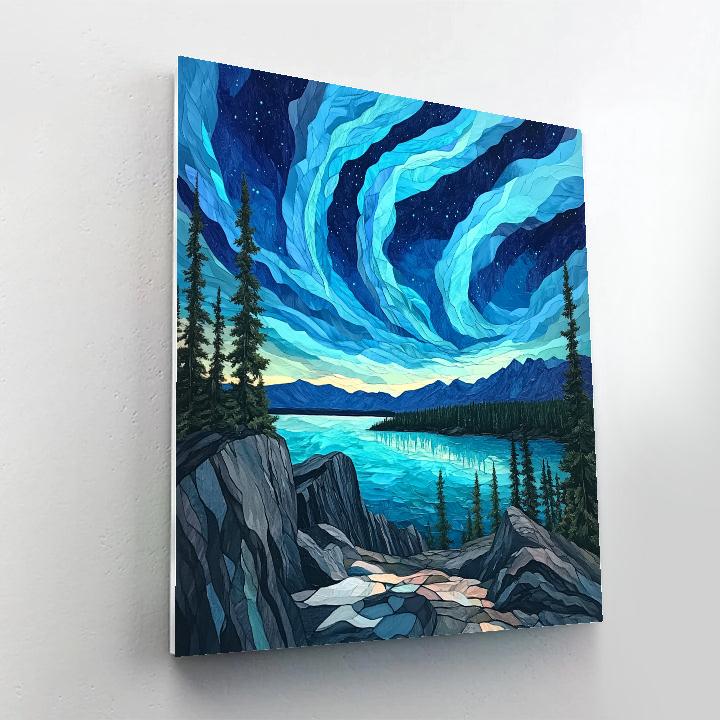 A.Y. Jackson Inspired Aurora Over Granite Shield Painting by numbers kit