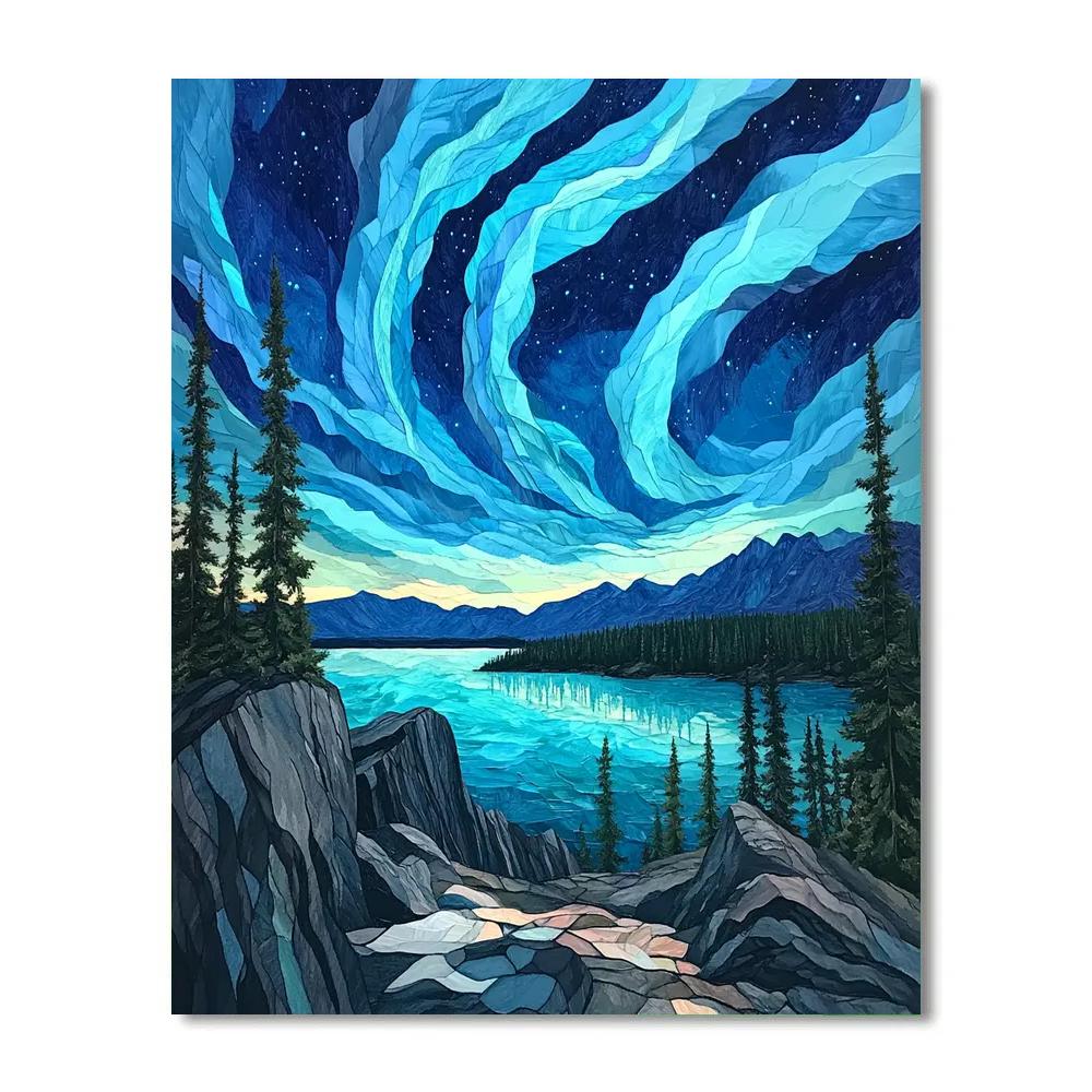 A.Y. Jackson Inspired Aurora Over Granite Shield Painting by numbers kit