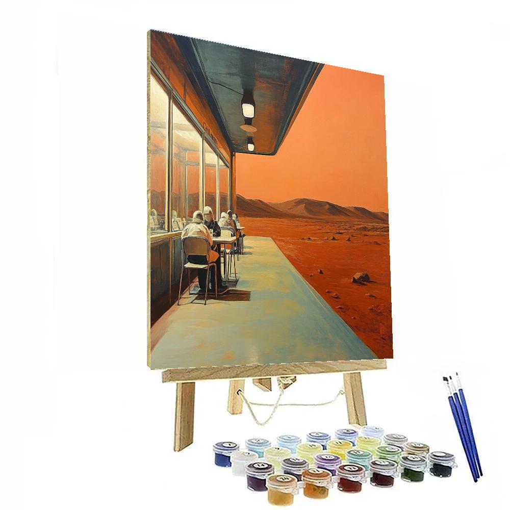 Edward Hopper Inspired Night Cafe On Mars painting number kit