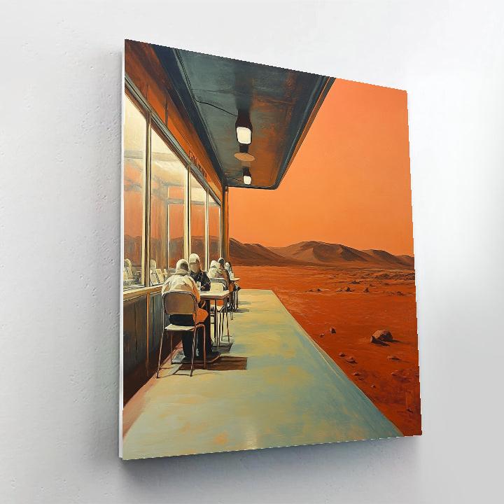 Edward Hopper Inspired Night Cafe On Mars painting number kit