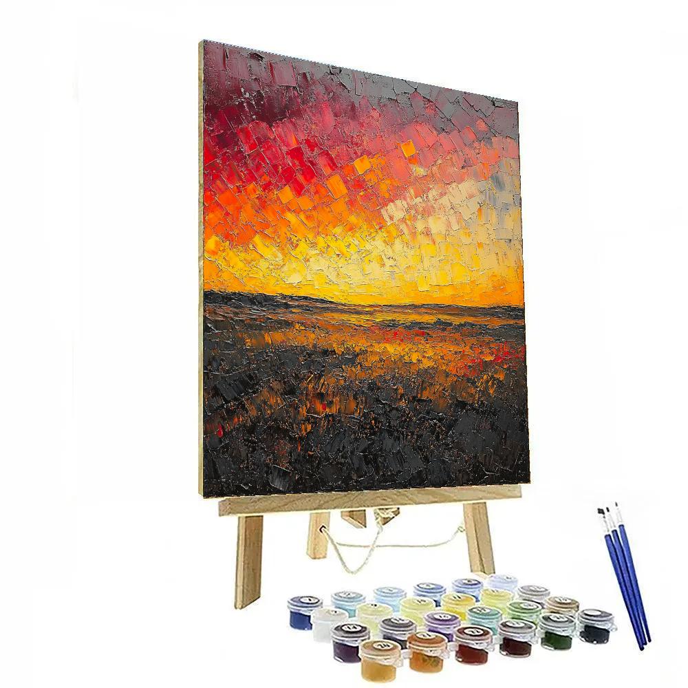 Jean-Paul Riopelle Inspired Ember Tundra At Dusk paint by color