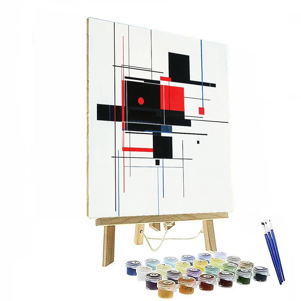 Kazimir Malevich Inspired Cosmic Lattice Number painting