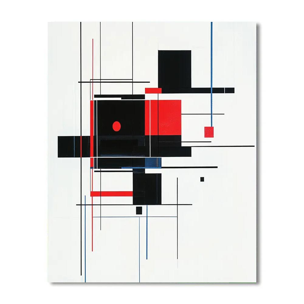 Kazimir Malevich Inspired Cosmic Lattice Number painting