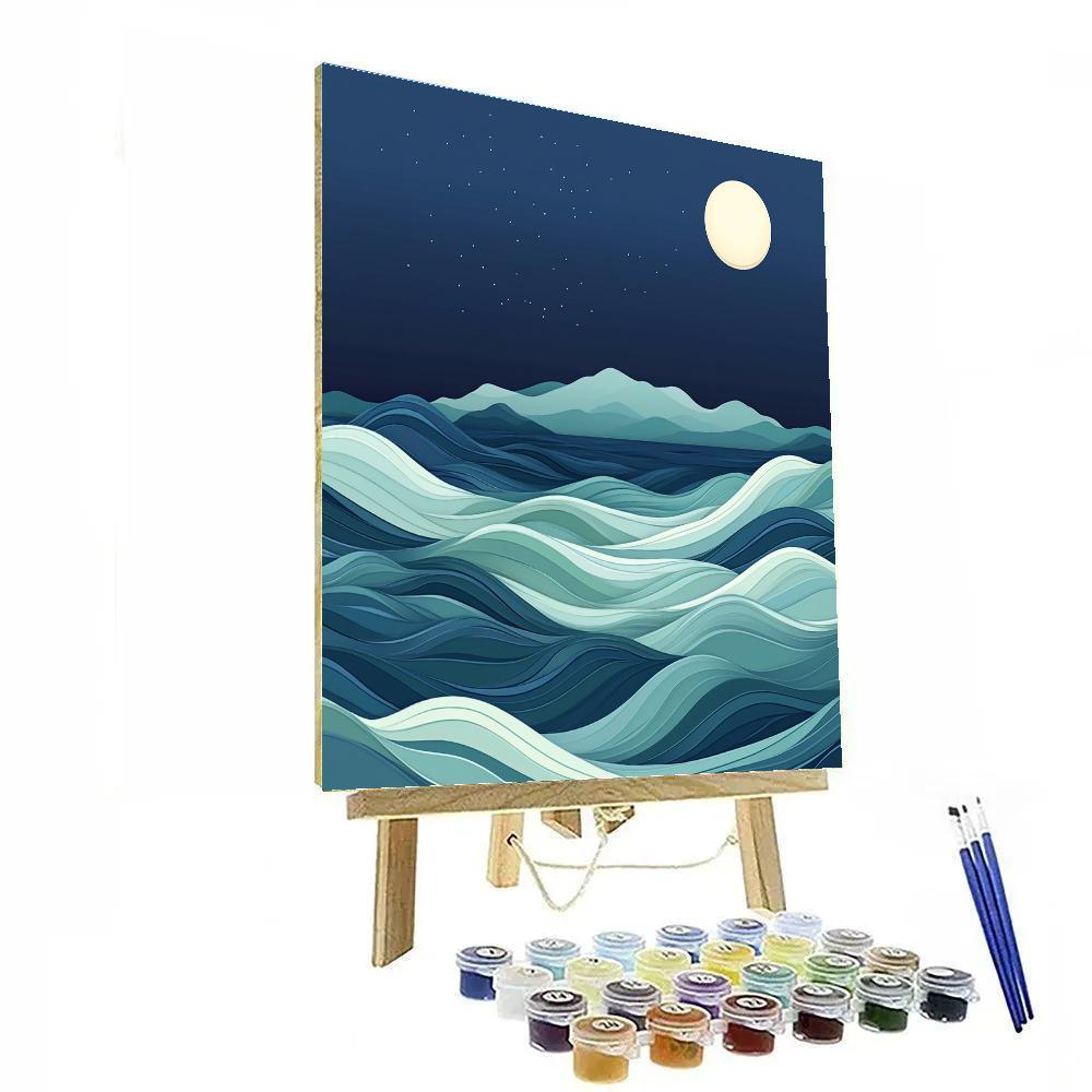 Hiroshige Inspired Moonlit Tidal Currents paint by numbers