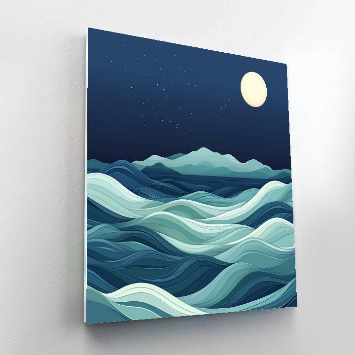 Hiroshige Inspired Moonlit Tidal Currents paint by numbers