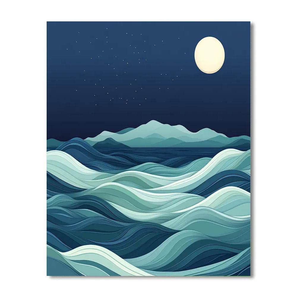 Hiroshige Inspired Moonlit Tidal Currents paint by numbers