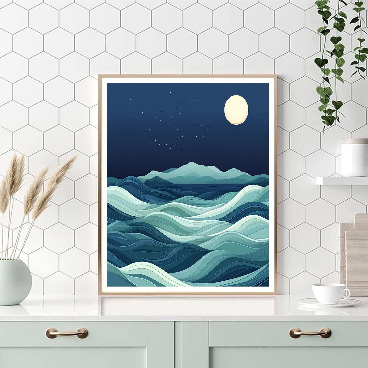 Hiroshige Inspired Moonlit Tidal Currents paint by numbers