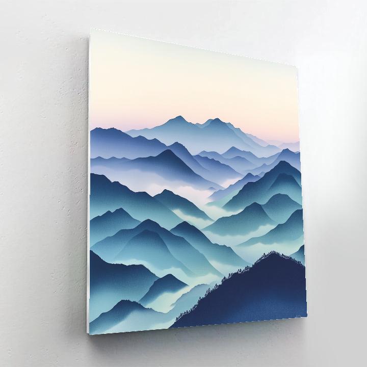 Hiroshige Inspired Celestial Mist Over Distant Peaks Painting by numbers kit