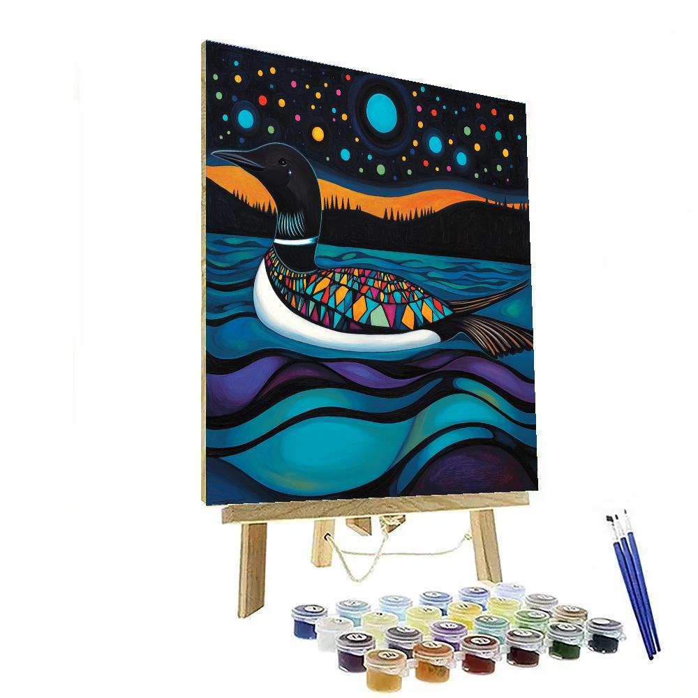 Norval Morrisseau Inspired Loon Of The Midnight Lake Spirits DIY paint by numbers