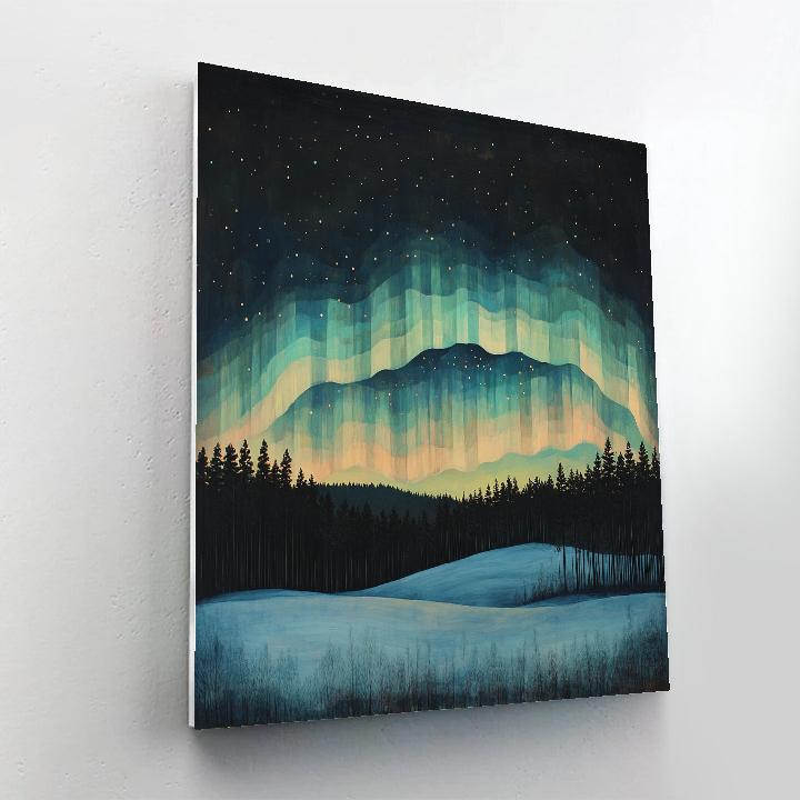 Hiroshige Inspired Aurora Over Silent Pines Paint by numbers art