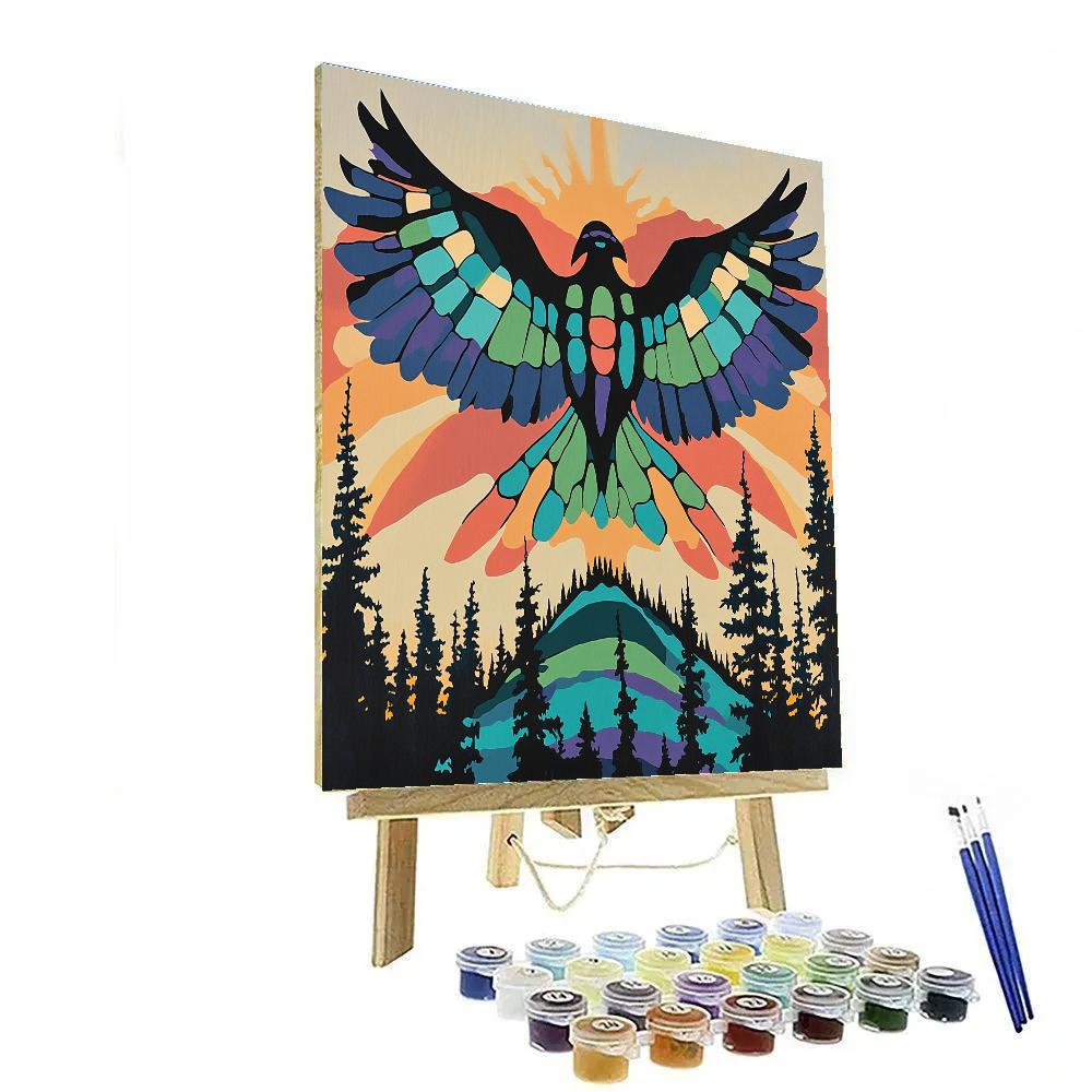 Norval Morrisseau Inspired Thunderbird Over Cedar Ridge Painting by numbers kit