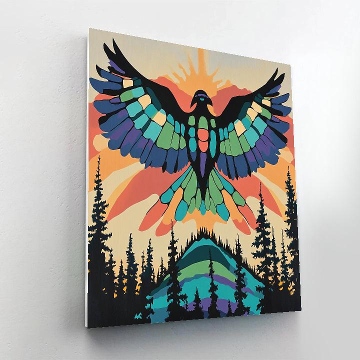 Norval Morrisseau Inspired Thunderbird Over Cedar Ridge Painting by numbers kit