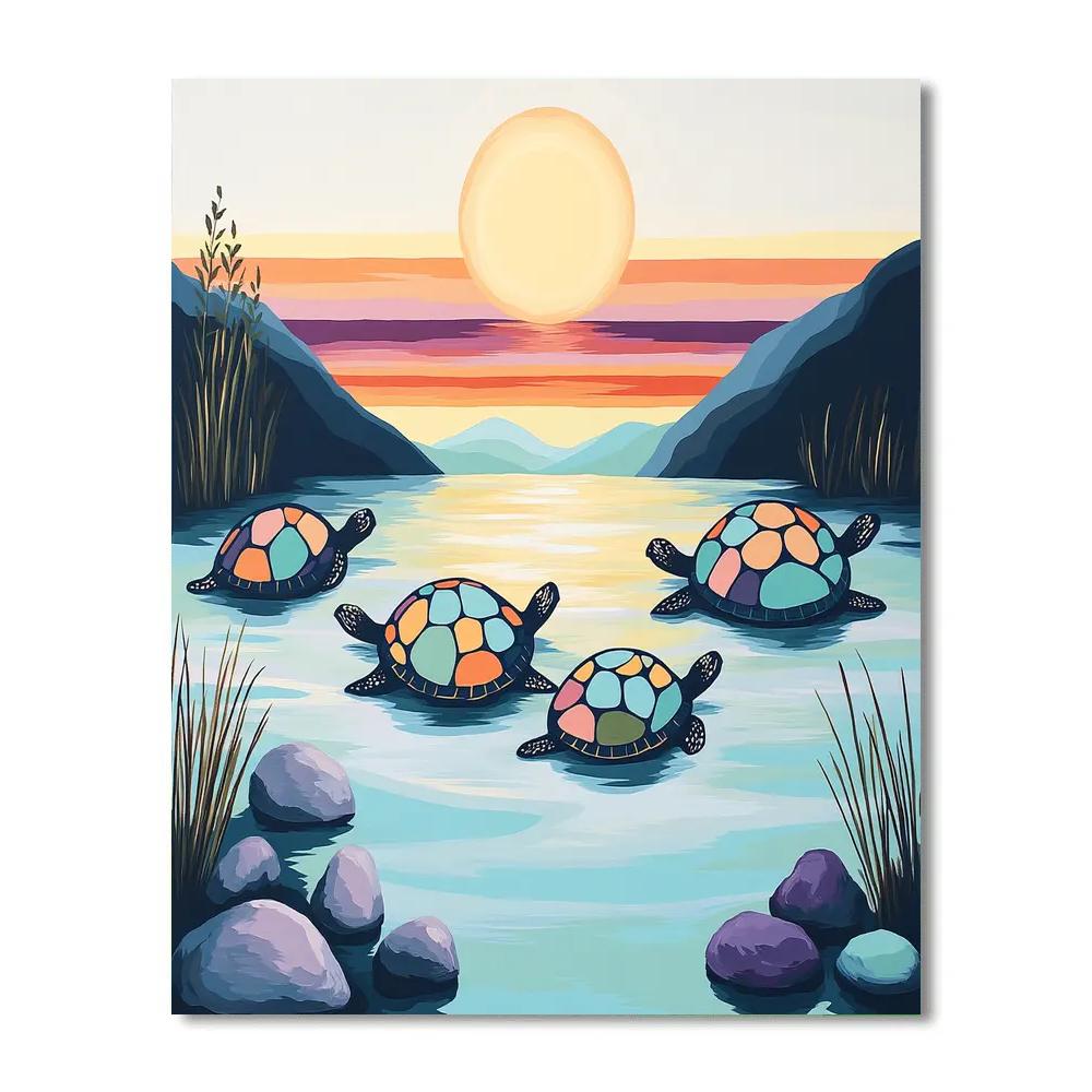 Norval Morrisseau Inspired Turtle Islands Of Rising Sun Energy Paint by numbers art