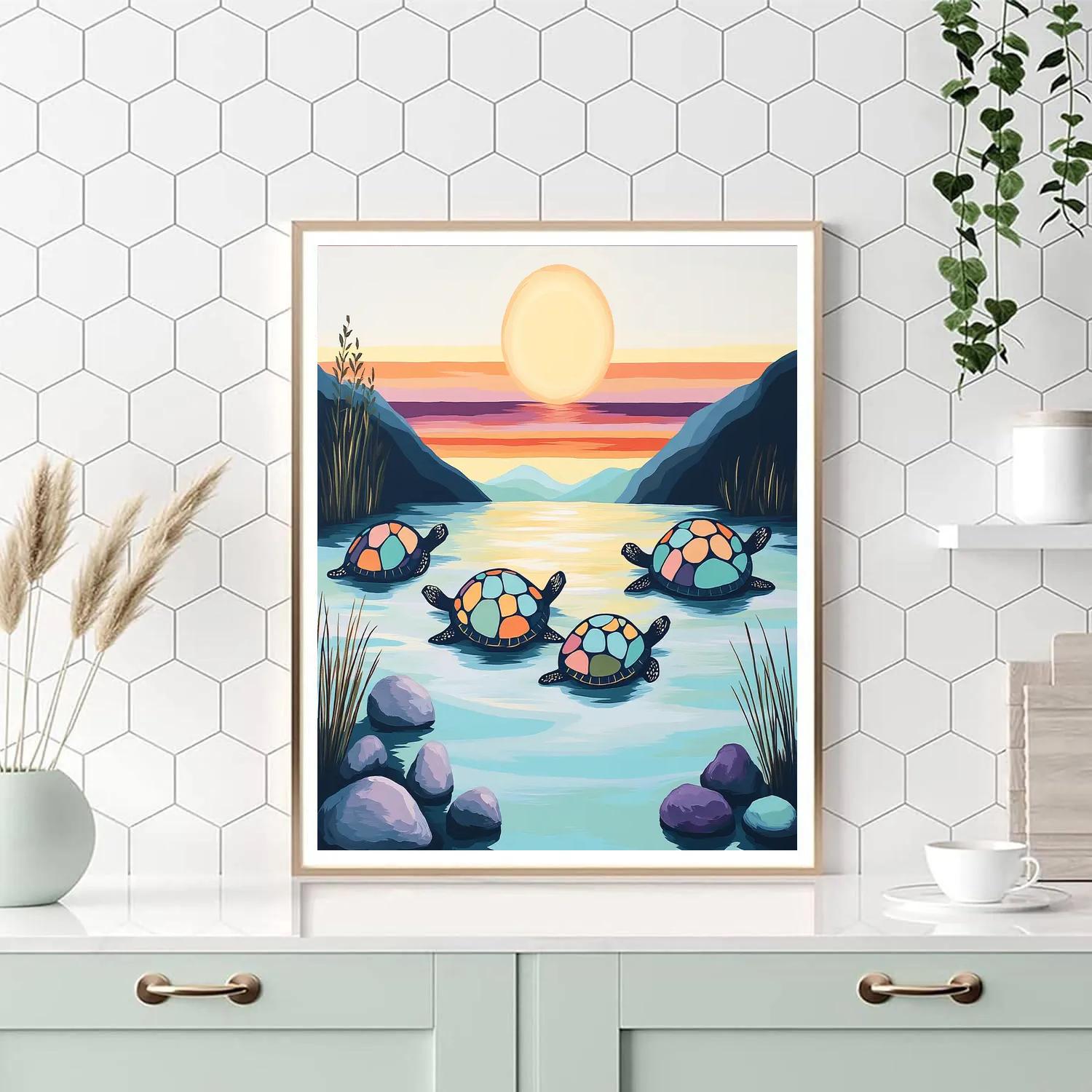 Norval Morrisseau Inspired Turtle Islands Of Rising Sun Energy Paint by numbers art