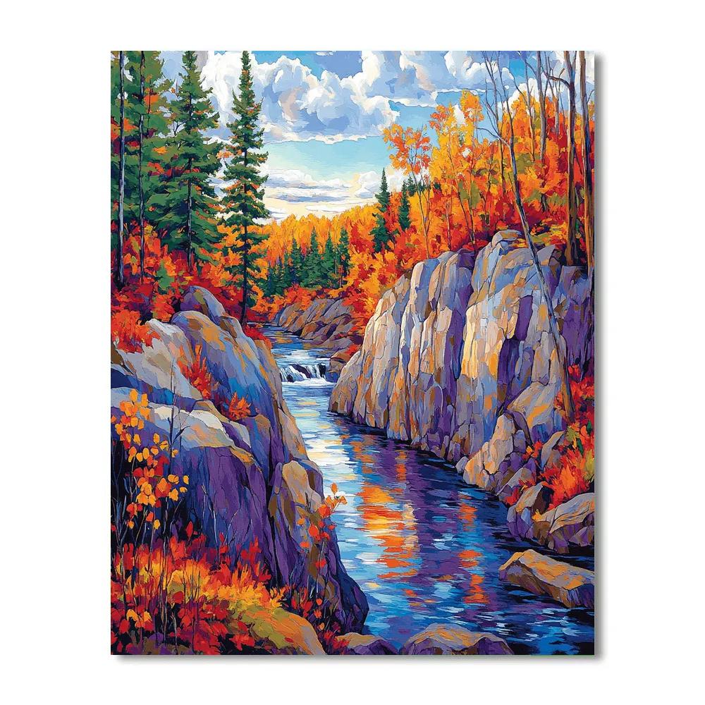 Franklin Carmichael Inspired Autumn Ravine And Shimmering Creek Paint by numbers kits